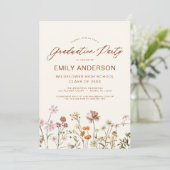 Wildflower Bloom Afstudeerfeest Boho Kaart (Staand voorkant)