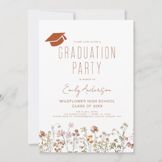 Wildflower Bloom Afstudeerfeest Boho Kaart (Voorkant)