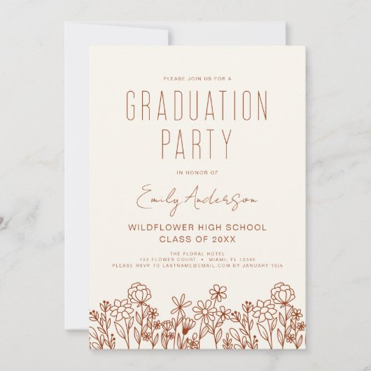 Wildflower Bloom Afstudeerfeest Boho Kaart (Voorkant)