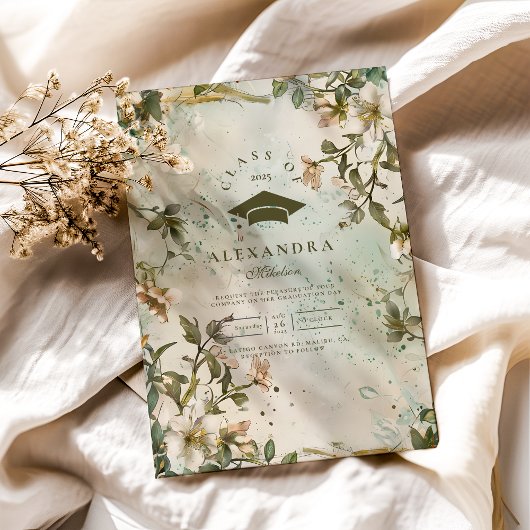 Wildflower Bloom Afstudeerfeest Kaart