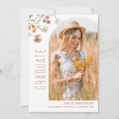 Wildflower Bloom Afstuderen Foto Aankondiging (Voorkant)