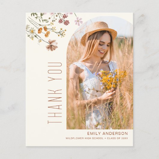 Wildflower Bloom Afstuderen Foto Dank u (Voorkant)