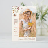 Wildflower Bloom Afstuderen Foto Dank u Bedankkaart (Staand voorkant)
