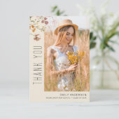 Wildflower Bloom Afstuderen Foto Dank u Kaart (Staand voorkant)