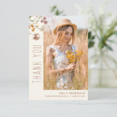 Wildflower Bloom Afstuderen Foto Dank u Kaart (Staand voorkant)