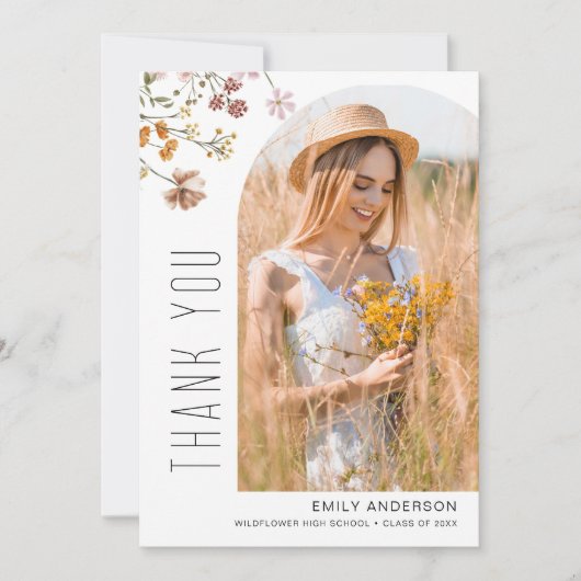 Wildflower Bloom Afstuderen Foto Dank u Kaart (Voorkant)