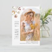 Wildflower Bloom Afstuderen Foto Dank u Kaart (Staand voorkant)