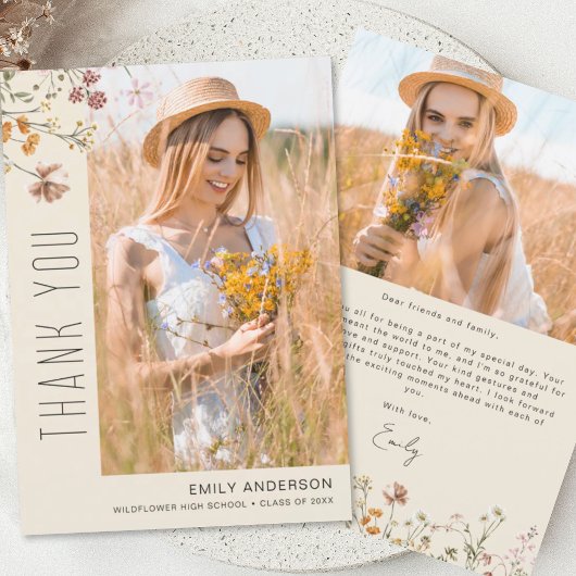 Wildflower Bloom Afstuderen Foto Dank u Kaart