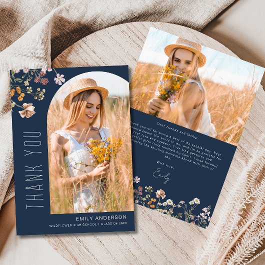 Wildflower Bloom Afstuderen Foto Dank u Kaart