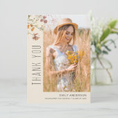 Wildflower Bloom Afstuderen Foto Dank u Kaart (Staand voorkant)