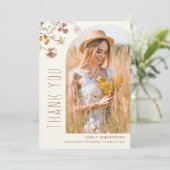 Wildflower Bloom Afstuderen Foto Dank u Kaart (Staand voorkant)