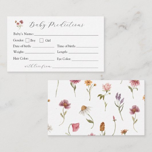 Wildflower Bloom Baby Predictions Kaart (Voorkant / Achterkant)