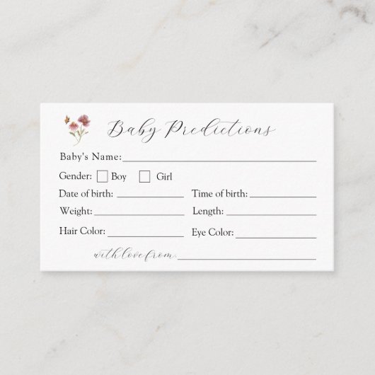Wildflower Bloom Baby Predictions Kaart (Voorkant)
