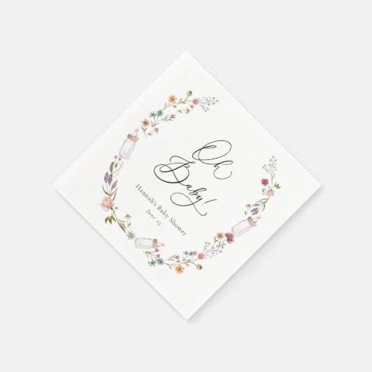 Wildflower Bloom Baby shower Oh baby servetten (Hoek)