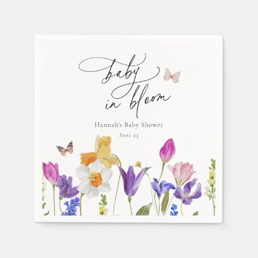 Wildflower Bloom Baby shower servetten (Voorkant)