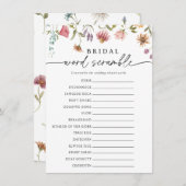 Wildflower Bloom Bridal Word Scramble Game Kaart (Voorkant / Achterkant)