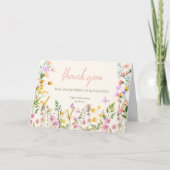 Wildflower Bloom Elegant Spring Baby shower Bedankkaart (Voorkant)
