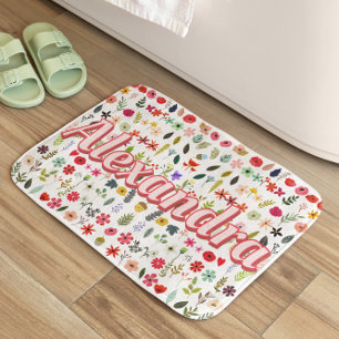 Wildflower Bloom Folksy Folk Art Girl's Room Decor Badmat