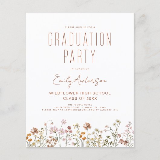 Wildflower Bloom Graduation Party Foto Boho (Voorkant)