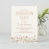 Wildflower Bloom Graduation Party Foto Boho Kaart (Staand voorkant)
