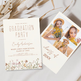 Wildflower Bloom Graduation Party Foto Boho Kaart