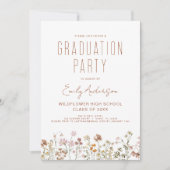 Wildflower Bloom Graduation Party Foto Boho Kaart (Voorkant)