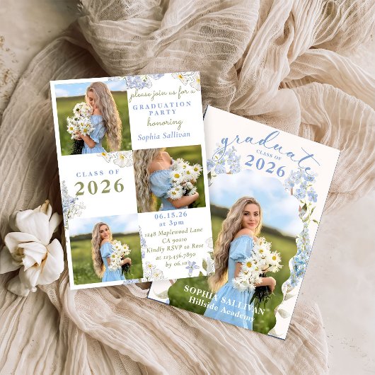 Wildflower Bloom Graduation Party Invitation Kaart