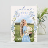 Wildflower Bloom Graduation Party Invitation Kaart (Staand voorkant)