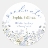 Wildflower Bloom Graduation Party Ronde Sticker (Voorkant)