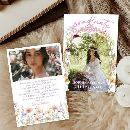 Wildflower Bloom Graduation Party Thank You Card Bedankkaart