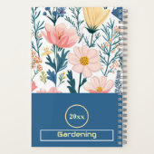 Wildflower Bloom Pastel Savvy Blauw Blad Tuinieren Notitieboek (Achterkant)