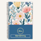 Wildflower Bloom Pastel Savvy Blauw Blad Tuinieren Notitieboek (Voorkant)