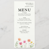 Wildflower Bloom Pink Orange Floral Wedding Menu (Voorkant)