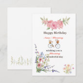 Wildflower Blooming Prachtige Happy Birthday Kaart (Voorkant / Achterkant)
