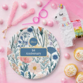 Wildflower Blooms gebladerte Pastel Blue Pink Mead Papieren Bordje (Feest)