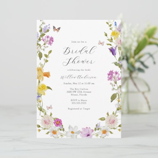 Wildflower Blooms Vrijgezellenfeest Kaart (Staand voorkant)