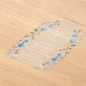 Wildflower Blue Baby Shower  Acryl Uitnodigingen (Laagn)