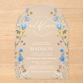 Wildflower Blue Baby Shower  Acryl Uitnodigingen (Voorkant)