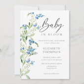 Wildflower Blue Bloom Floral Elegant Baby shower Kaart (Voorkant)