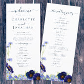 Wildflower Blue Boho huwelijksprogramma Menu