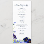 Wildflower Blue Boho huwelijksprogramma Menu (Achterkant)