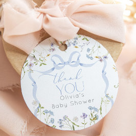 Wildflower Blue Bow Baby shower bedankt Bedankjes Labels
