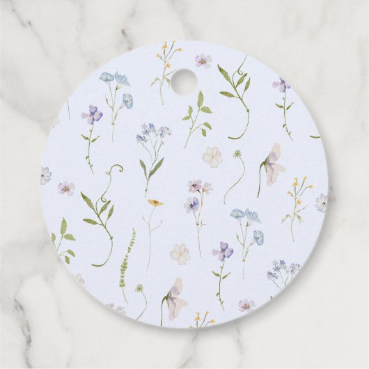 Wildflower Blue Bow Baby shower bedankt Bedankjes Labels (Achterkant)