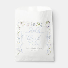 Wildflower Blue Bow lijst Baby shower Dank u Bedankzakje