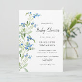 Wildflower Blue Floral Arch Elegant Baby shower Kaart (Staand voorkant)