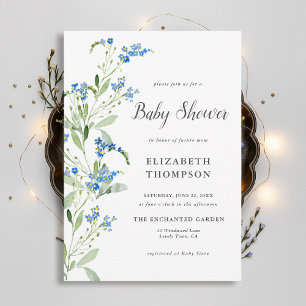 Wildflower Blue Floral Arch Elegant Baby shower Kaart