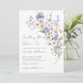 Wildflower Blue Floral Bridal Shower Kaart (Staand voorkant)