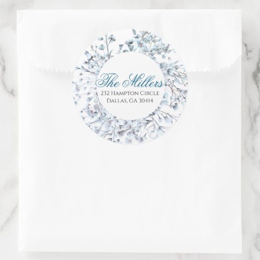 Wildflower Blue Return-adres Ronde Sticker (Tas)