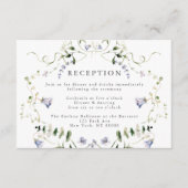 Wildflower Blue Waterverf bruiloft receptie Informatiekaartje (Voorkant)