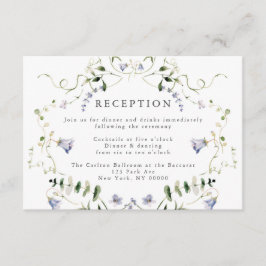 Wildflower Blue Waterverf bruiloft receptie Informatiekaartje